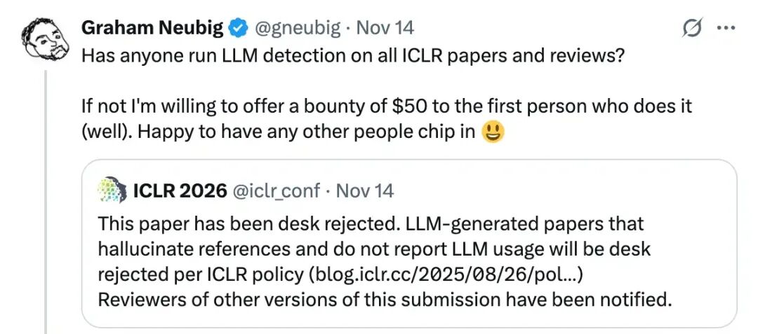 一场重要的AI 国际会议的稿件评审结果中有21%是AI 生成的，投稿人发帖招募检测，这个有趣的事件让AI 检测工具Pangram