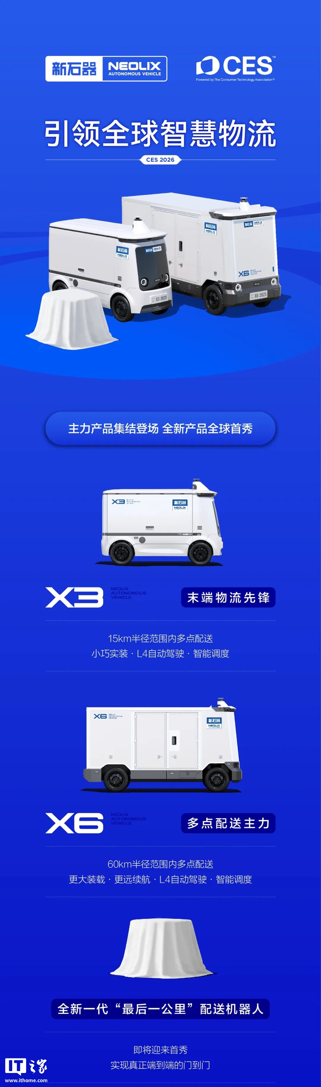新石器无人车官宣 CES 2026 发布全新一代“最后一公里”配送机器人