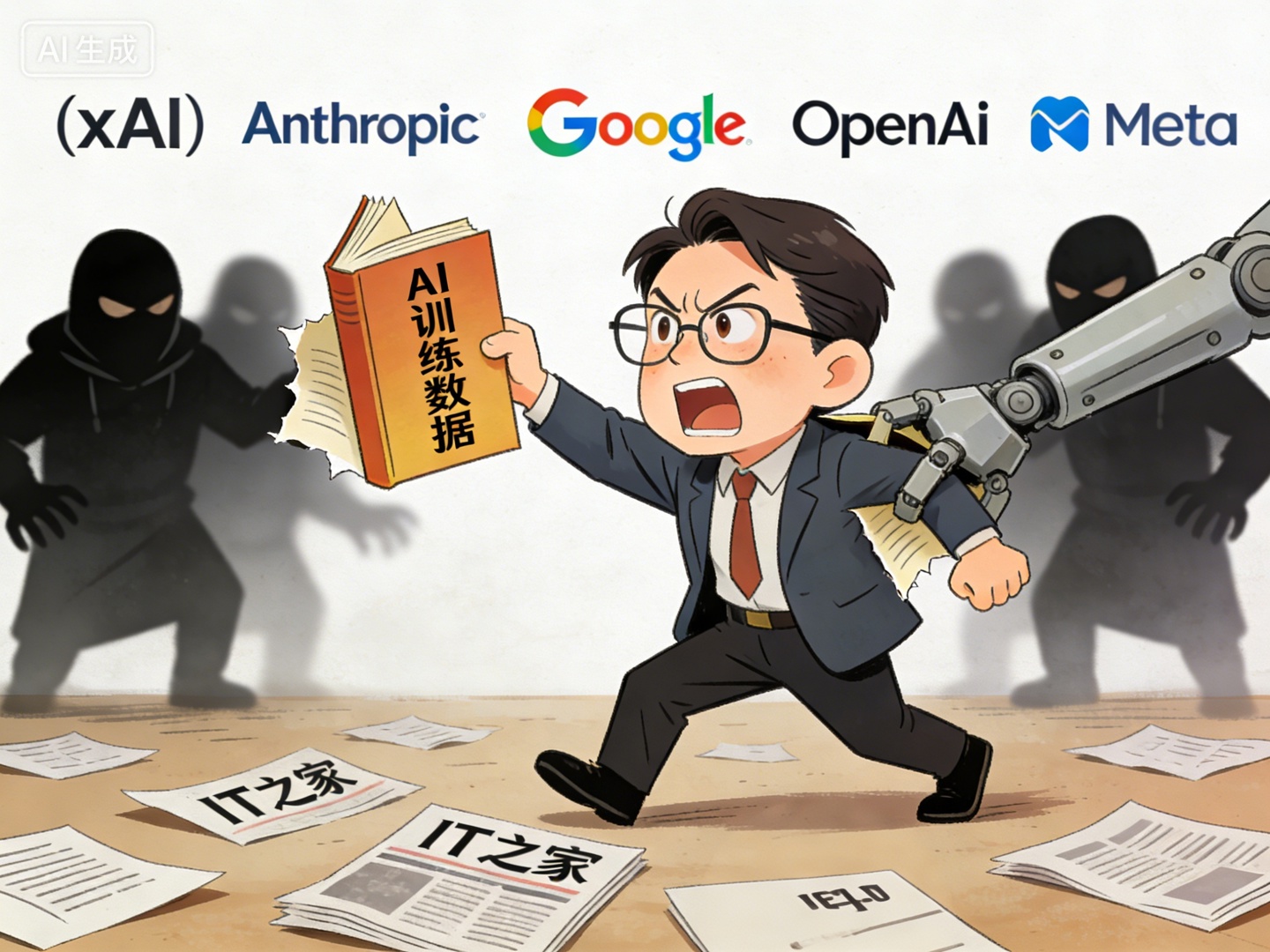 记者联合作家起诉多家 AI 巨头，指控谷歌、xAI、Anthropic 和 OpenAI 等未经授权使用受版权保护书籍训练 AI