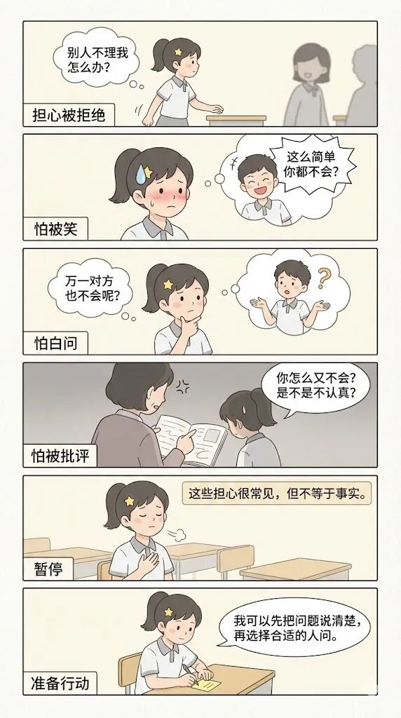 孩子卡住时，第一反应为什么不是请教？9张漫画，把“开口求助”教成一项能力