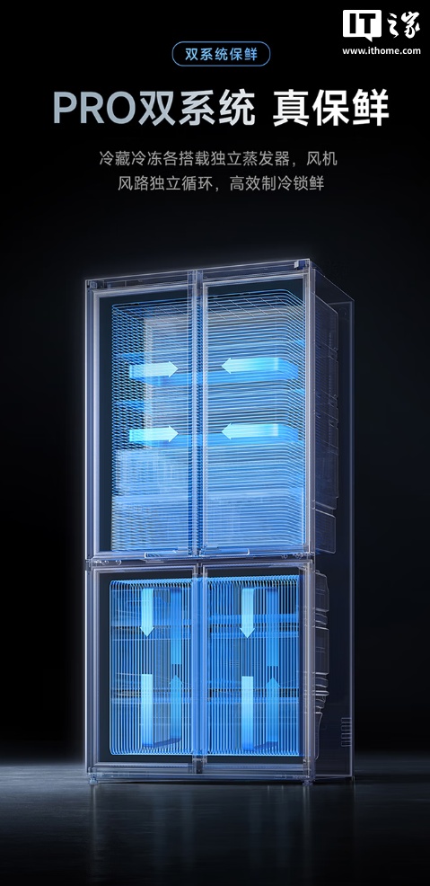 小米米家冰箱 Pro 微冰鲜双系统十字平嵌 560L 开售：支持全自动制冰，6999 元