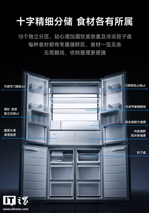 小米米家冰箱 Pro 微冰鲜双系统十字平嵌 560L 开售：支持全自动制冰，6999 元