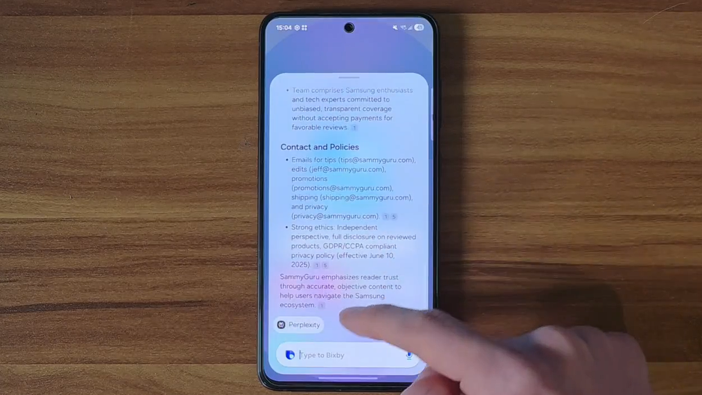 三星 One UI 8.5 系统 Bixby 完全体曝光：搭载 Perplexity AI，有望集成 Here 地图、X 平台等