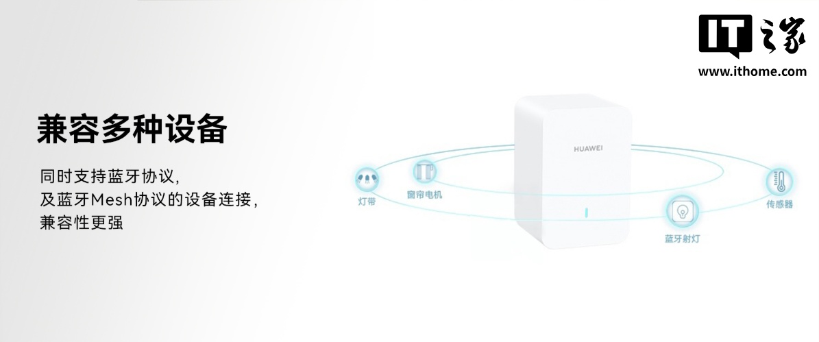 华为鸿蒙智家蓝牙网关 Lite 发布：兼容 2.4G/5G Wi-Fi、蓝牙 Mesh，129 元