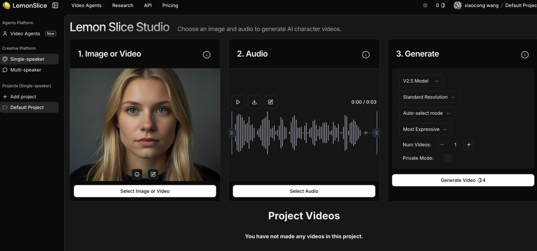 Video Agent来了，上传任意照片实现实时视频通话