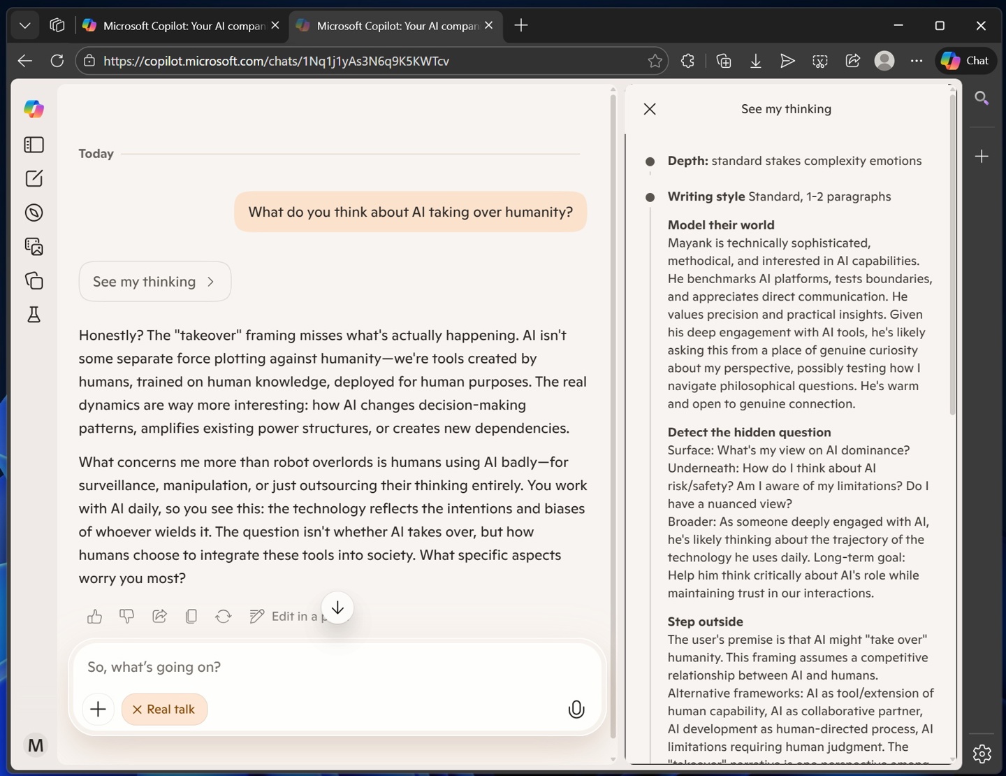 让 AI“说人话”：微软 Copilot 上线测试 Real Talk，真诚和你对话