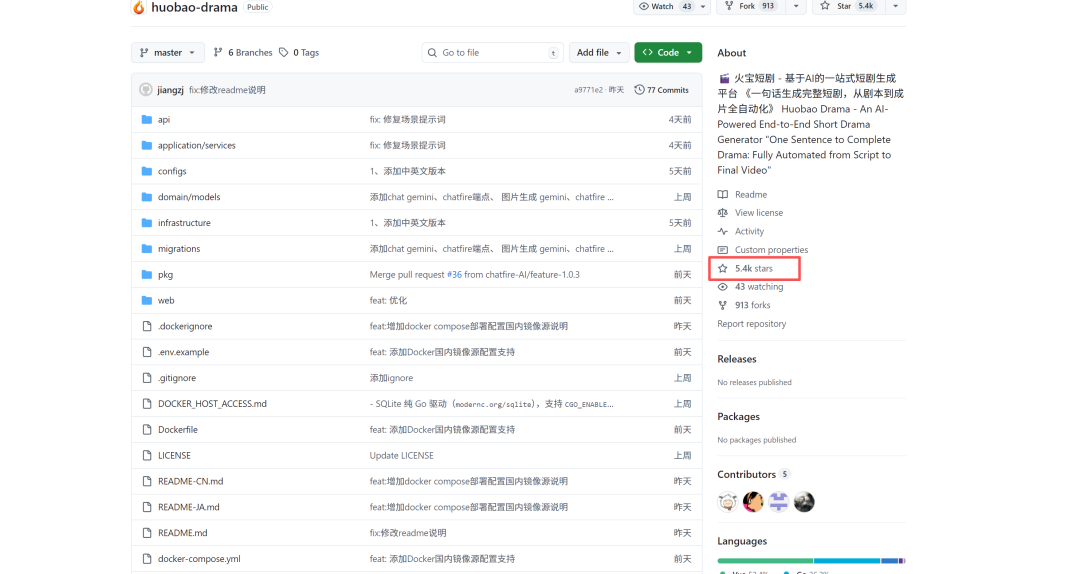 一周斩获5.4k星星！开源AI短剧工具，从脚本到最终视频完全自动化。