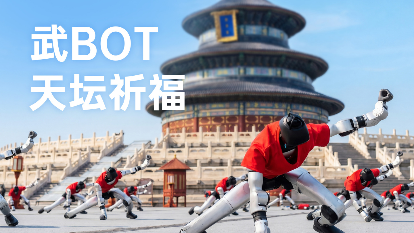 宇树 G1 机器人集体现身北京天坛，大秀功夫动作集群演示