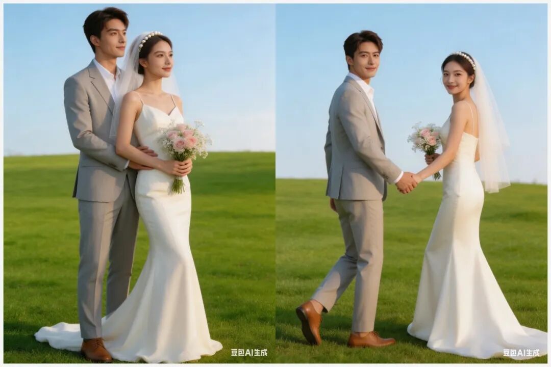 【豆包AI】一键生成新人婚纱照（附8套婚纱风格提示词）