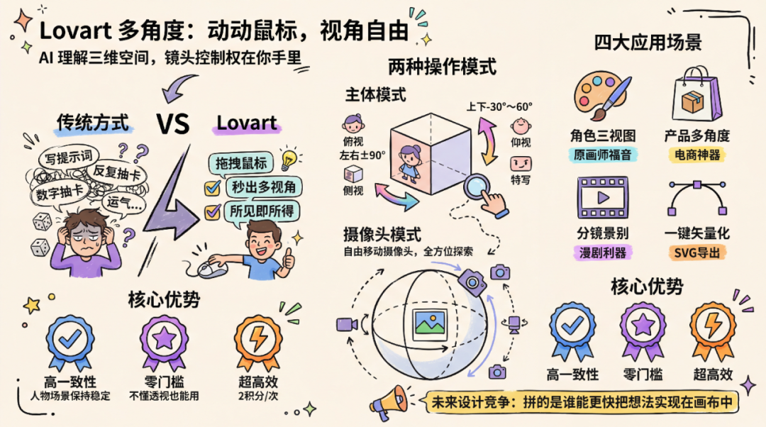打通 AI 设计“最后一公里”，实测 Lovart 多视角+矢量化新玩法！