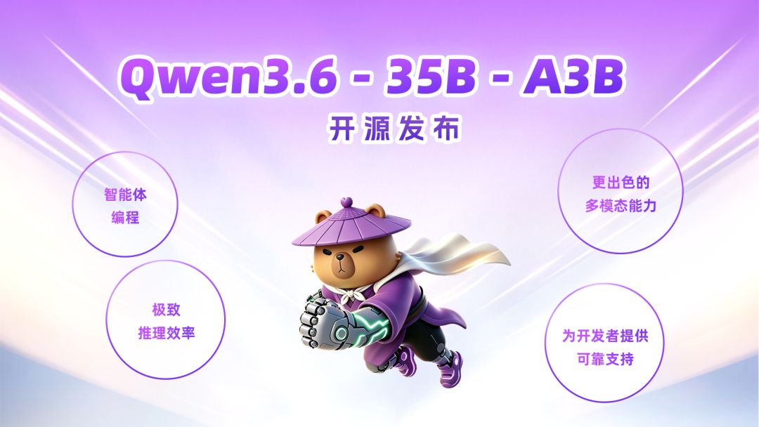 阿里千问 Qwen3.6-35B-A3B 开源发布：30 亿激活参数实现顶尖智能体编程能力