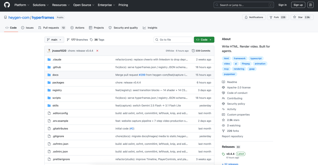 实测丨HeyGen开源HyperFrames，让AI Agent用HTML做视频