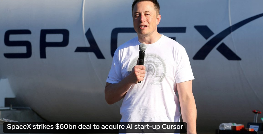 突发，马斯克的SpaceX官宣将600亿美金收购Cursor
