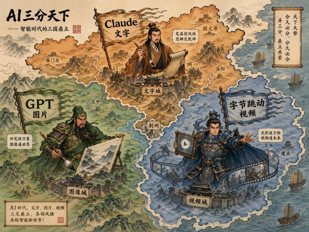 AI的文、图、视频，迎来泾渭分明的三分天下