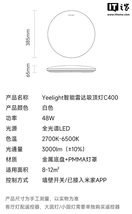 Yeelight 智能雷达人在护眼吸顶灯 RadarSense 现身，众筹价 269 元起