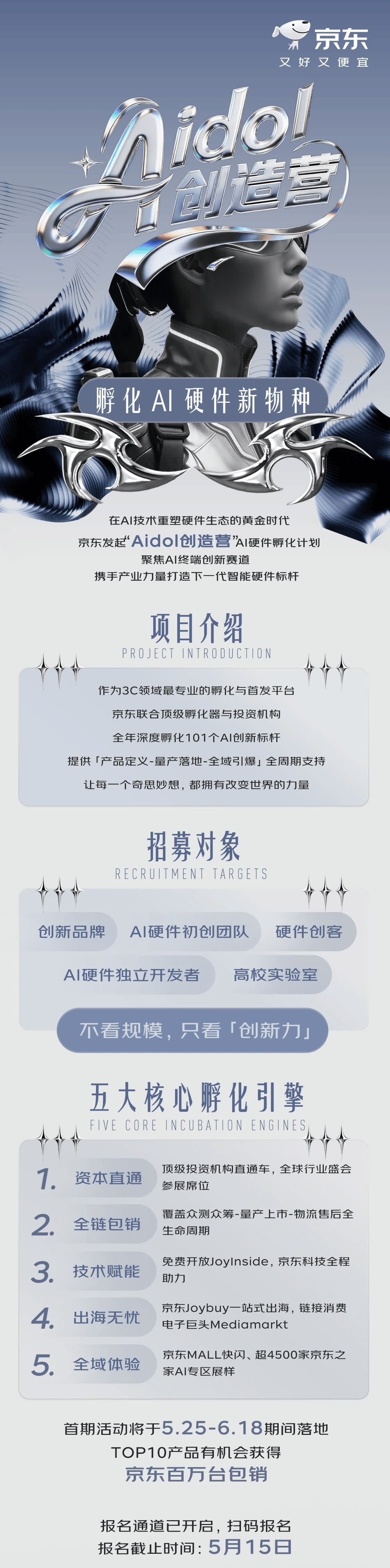 京东面向全球征集 AI 智能硬件项目，有机会获得百万台包销资源