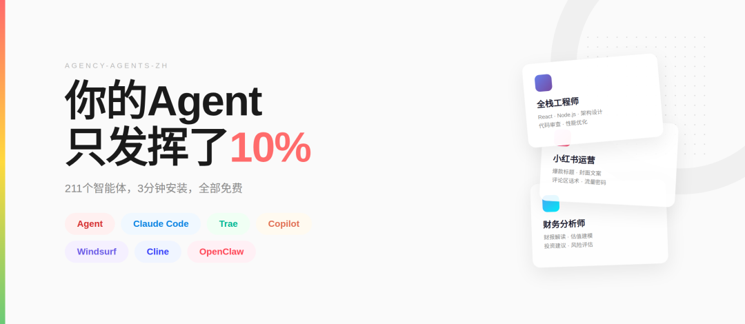 8.8k星星！开源的211个专家级Agent，一键接入，一个人就是一个团队