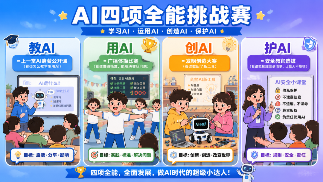 教师AI案例征集通关秘籍：“教、用、创、护”“四大赛道”全新解读，看完直接对号入座