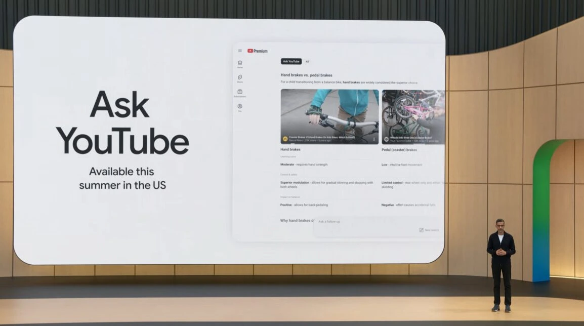 谷歌发布 Ask YouTube，搜索视频支持完整句子与连续追问