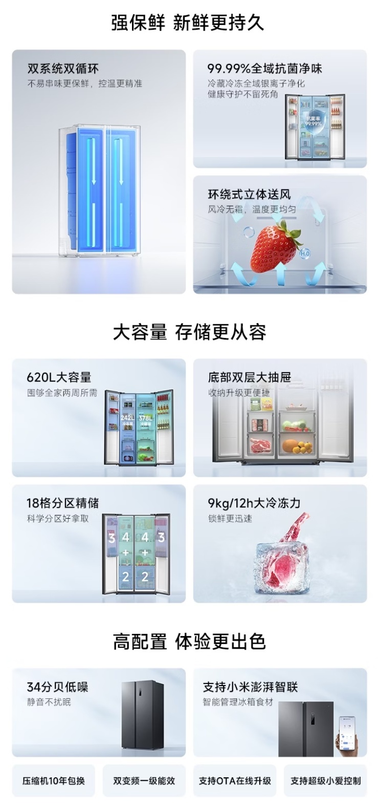 小米米家冰箱 Pro 对开 620L 预售：双系统双循环，首发价 2499 元