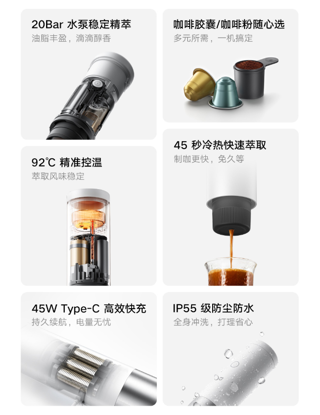 小米推出米家便携咖啡机：45 秒冷热快速萃取，众筹价 559 元