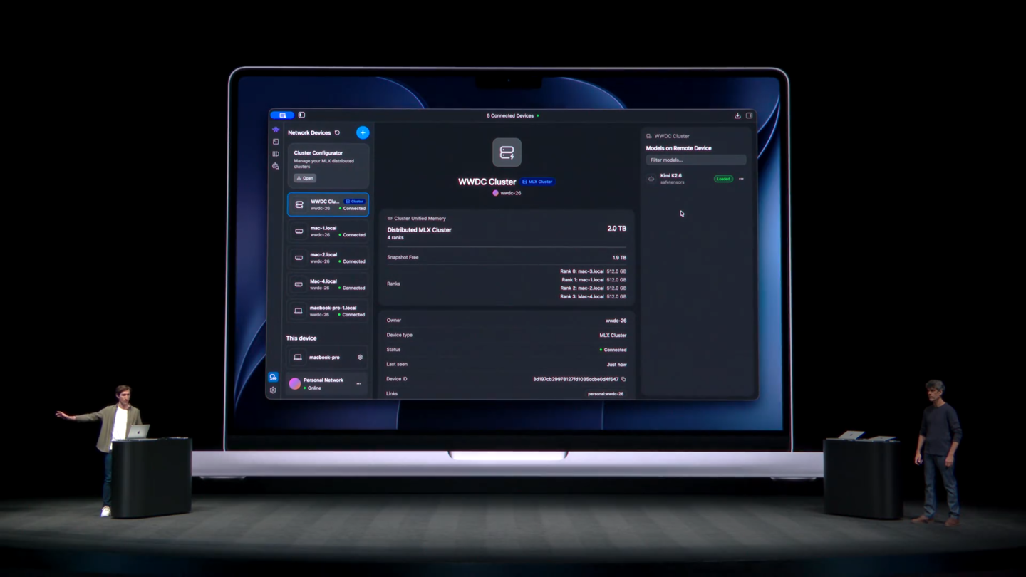 WWDC26 苹果 AI 特别讲座重头戏：4 台 Mac Studio 本地运行 Kimi K2.6 模型
