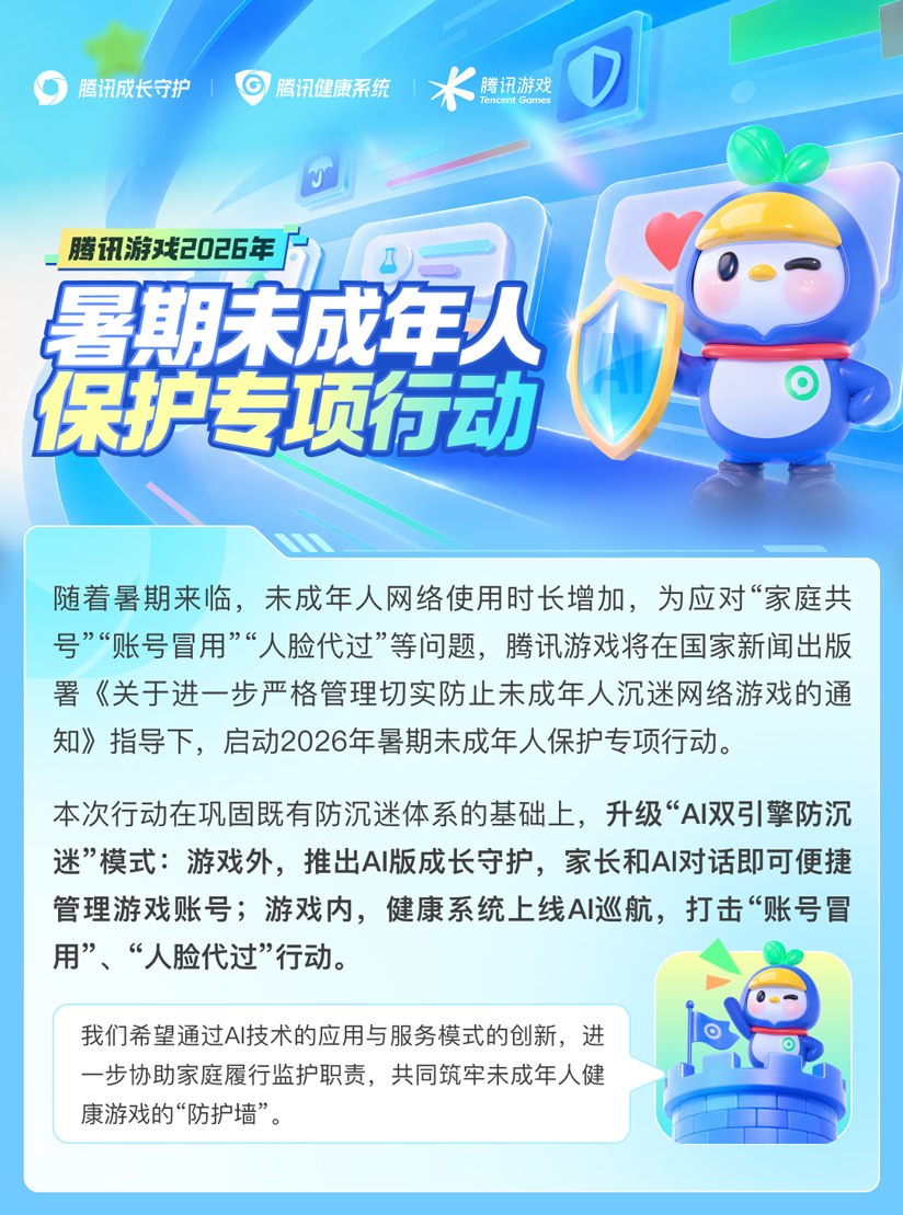 腾讯游戏将新增声纹特征检测、年龄识别等 AI 手段，打击未成年人“代过人脸”行为